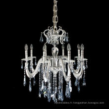 Vente chaude LED classique cristal bougie ampoule gris chome clair cristal pendentif plafond lustre